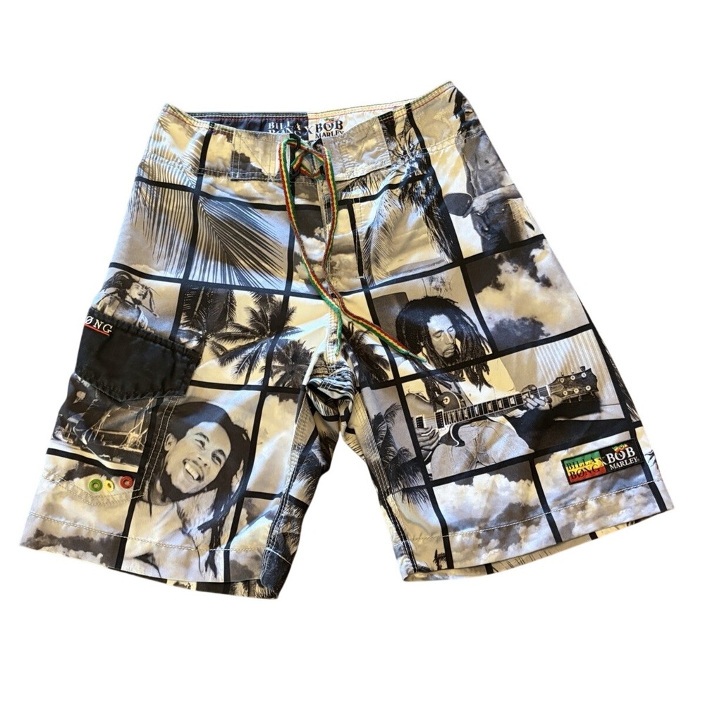 Billabong Boardshorts Men's 26" Bob Marley Rasta Graphic Unlined Swimwear Shorts